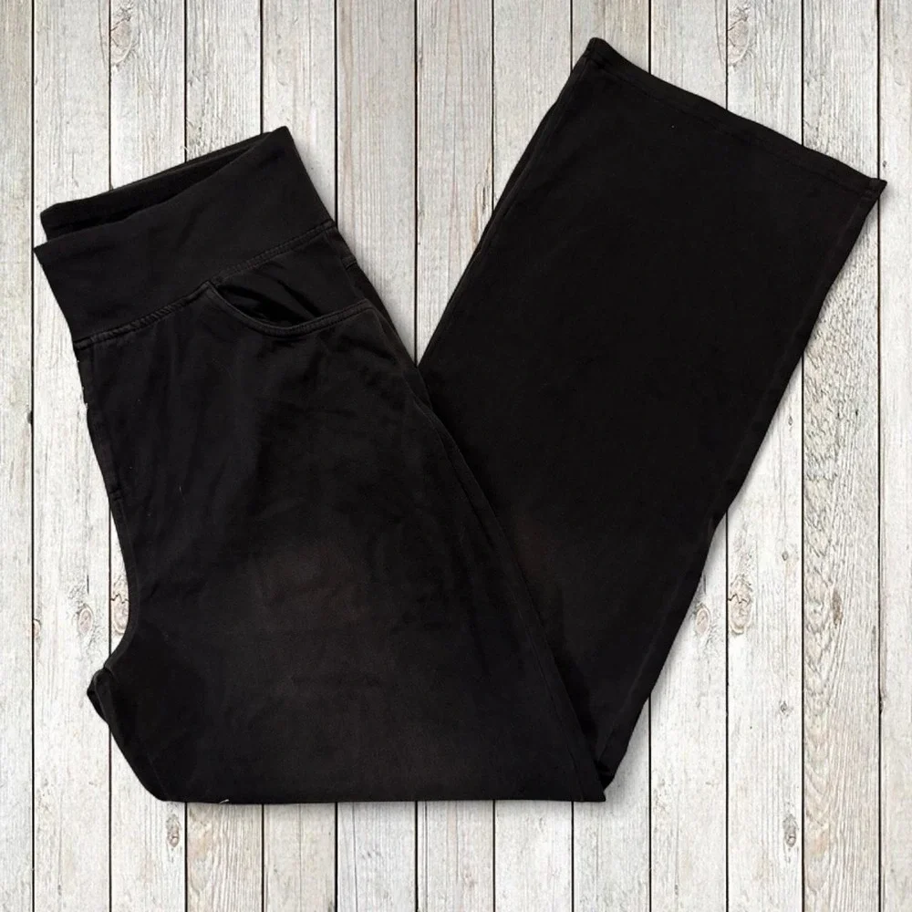 Black Bootcut Yoga Pants Women's High Rise Stretch Pocket Leggings Size M